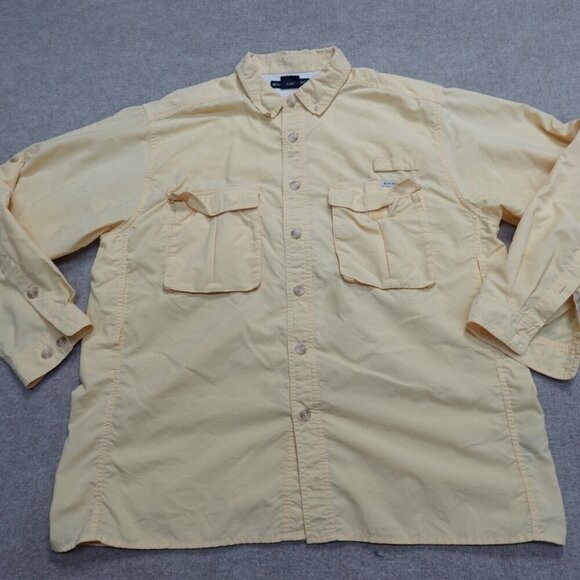 ExOfficio Shirt Large Yellow Solid Vented Nylon Polyester Tab Sleeves - Picture 1 of 6